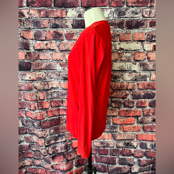 Standard James Perse Red Long Sleeved V-Neck Top - Picture 4 of 5